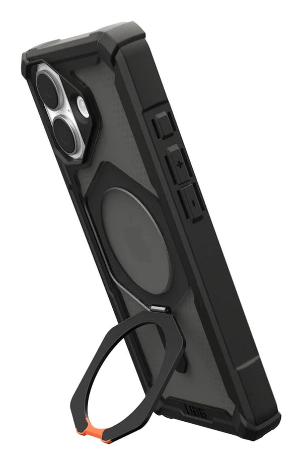 Urban Armor Gear Plasma XTE -suojakuori iPhone 17:lle, musta/oranssi