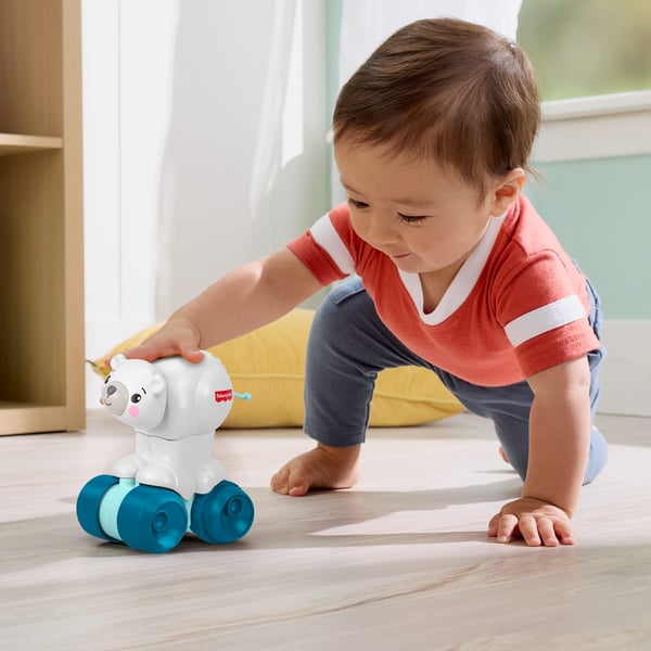 Fisher-Price Crawl-After Polar Bear, vauvan puuhalelu konttaamisleikkiin, aisteja stimuloivat yksityiskohdat, 0,75 vuosi/vuosia, Tuottaa ääntä, Muo...