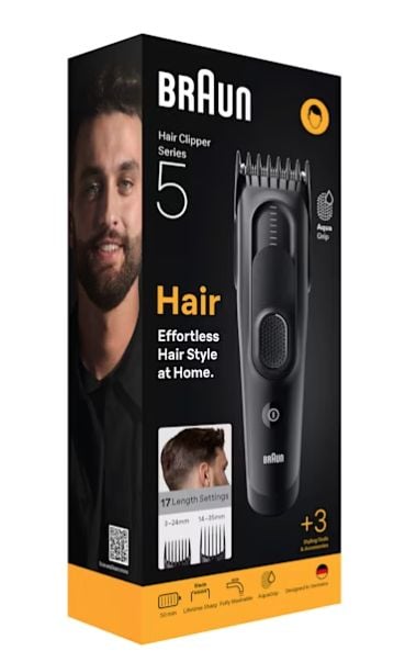 Braun Series 5 HC5530 hiustenleikkuri, 17 pituusasetusta, johdoton, musta