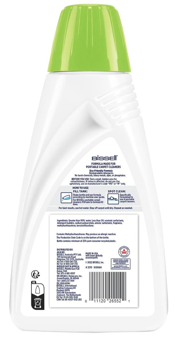 Bissell Natural Pet Spot & Stain 1L, Neste (käyttövalmis), 1000 ml, Pullo, Yhdysvallat, 117 mm, 67 mm