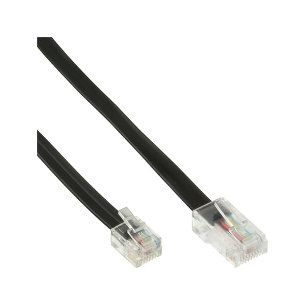 InLine 18648, 10 m, RJ45, RJ12, Hankjønn, Hankjønn, Svart