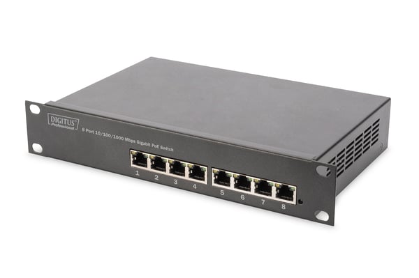 DIGITUS Professional DN-95317 - Switch - ikke-styrt - 8 x 10/100/1000 (PoE) - veggmonterbar - PoE