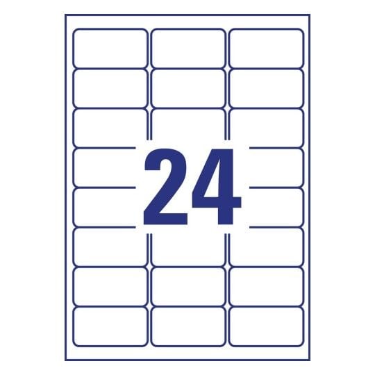 Etiketter Avery 63,5x33,9 mm hvid med NoPeel™ - (20 ark x 24 stk.)