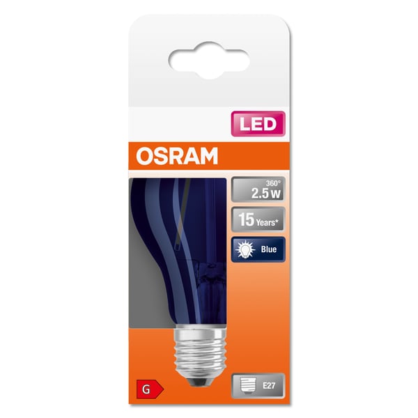 Osram STAR, 2,5 W, 4 W, E27, 4 lm, 15000 t, Blå