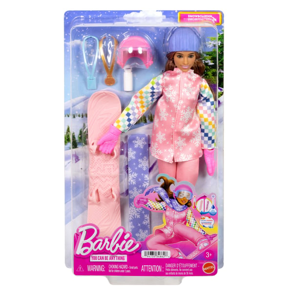 Barbie Career Deluxe Snowboarder docka JKF78, 10+ tillbehör