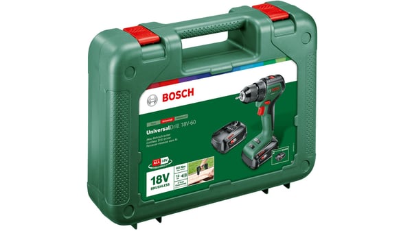 Bosch Universal Drill 18V-60, Boremaskin med pistolgrep, Nøkkelløs, Børsteløs, Svart, Grønn, 1,3 cm, 1900 RPM