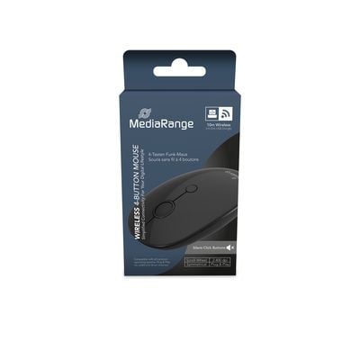 MediaRange MROS268, Ambidextrous, Optisk, 2400 DPI, Svart