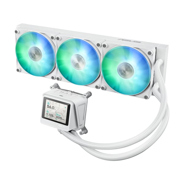 ASUS MAX Gaming LC 360 ARGB LCD White Edition, All-in-one-nesteenjäähdytin, 12 cm, Valkoinen