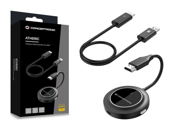 Conceptronic ATHERIC02B, Dongel, HDMI/USB, 1920 x 1080 piksler, Svart, 30 m, USB