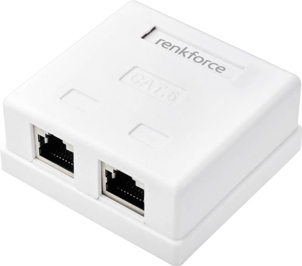 Renkforce Verkkosovitin Pinta-asennus CAT 6 2 porttia Valkoinen