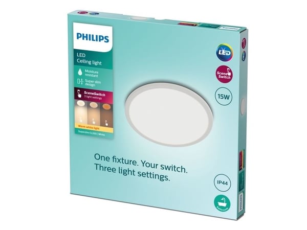 Philips Superslim CL550 - Vägg-/taklampa - LED - 15 W - 2700 K - rund - vit