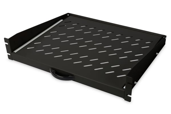 DIGITUS Professional DN-19-TRAY-2-450-SW Extendible - Rack-hylle - svart, RAL 9005 - 2U - 19" - for P/N: DN-31102-B