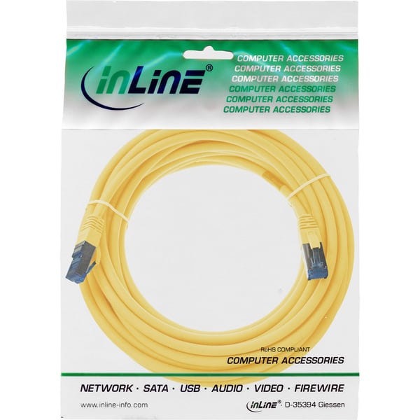 InLine 76800Y, 10 m, Cat6a, S/FTP (S-STP), RJ-45, RJ-45, Gult