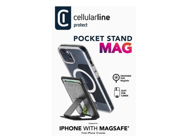 Cellularline 8018080451225, Kortholder, Svart, Universell, MagSafe, 6 mm, 66 mm
