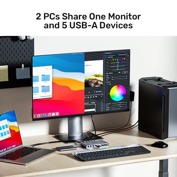 UNITEK D1118AGY01-EU KVM-kytkin USB-C 10Gbps HDMI ja tiedostonsiirto