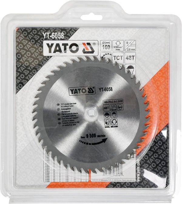 Yato Diskinis pjūklas medienai 160x20mm 48z YT-6058 YT-6058