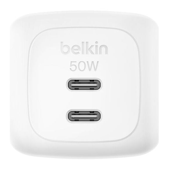 Belkin BoostCharge Pro WCH019KQWH USB-C-laddare 50 W 2x USB-C PD + PPS, vit