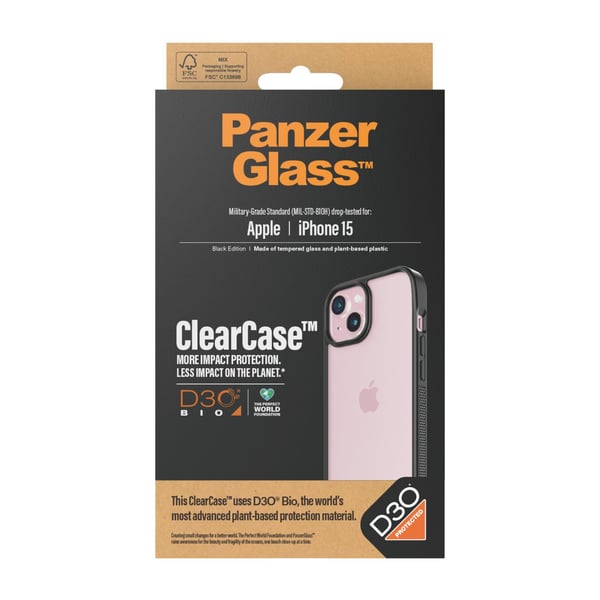 PanzerGlass™ | ClearCase - Bakdeksel til mobiltelefon - Gjennomsiktig | Apple iPhone 15