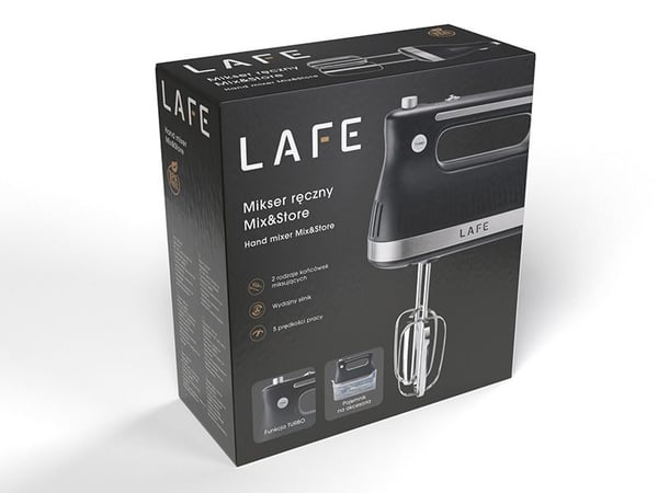 Lafe Mix&Store, Håndmikser, Svart, Sølv, Vispe, Elte, Miksing, Visping, 500 W