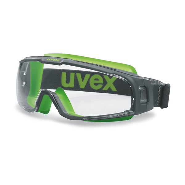 uvex u-sonic - Vernebriller - klare linser - polykarbonat, stoff - grå, limegrønn