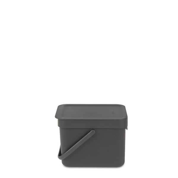 Brabantia Sort & Go - Søppelbøtte - flipp-lokk - 6 L - håndtak - grå