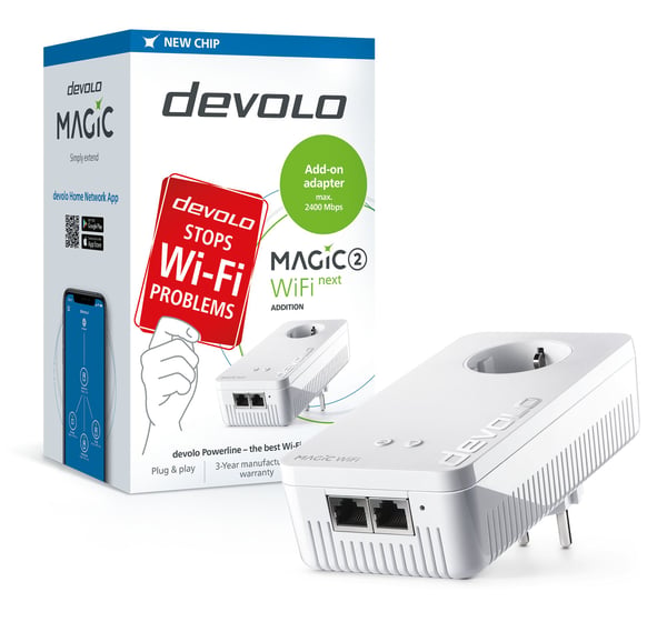 Devolo Magic 2 Wifi next Single, 1200 Mbit/s, Type F, Gigabit Ethernet, 1000 Mbit/s, Multi User MIMO, Hvit