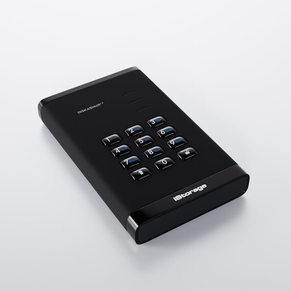 iStorage diskAshur³ - SSD - kryptert - 512 GB - ekstern (bærbar) - USB 3.2 Gen 1 - 256-bit AES-CBC, 256-bit AES-XTS, AES-ECB, FIPS 140-3 Level 3 - ...