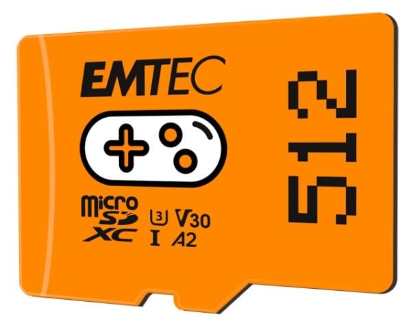 EMTEC Gaming - Flashhukommelseskortti - 512 GB - A2 / Videoluokka V30 / UHS-I U3 - microSDXC UHS-I - oranssi - oranssi