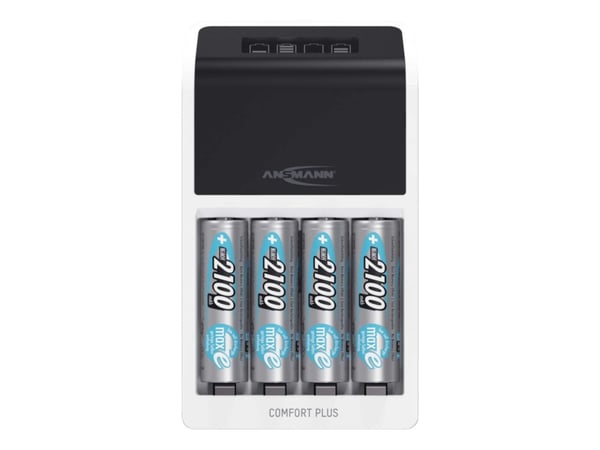 COMFORT PLUS + 4 X AA 2100MAH NIMH LADER TIL 1-4X AAA / AA TAI 1-2X AAA / AA OG 1X 9V-BLOCK