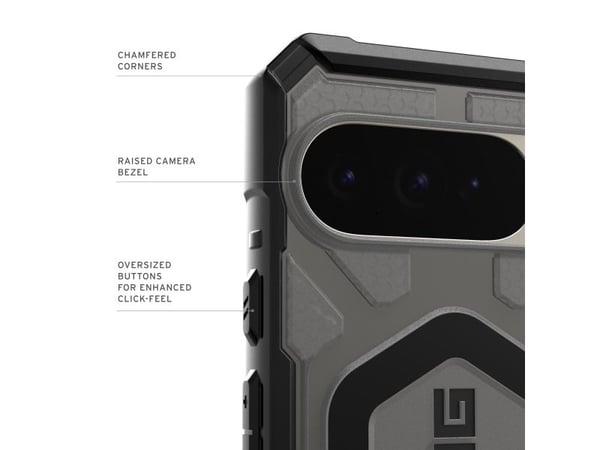 Urban Armor Gear 614470113140, Suojus, Google, Pixel 10 Pro XL, 17,3 cm (6.8"), Harmaa, Läpinäkyvä