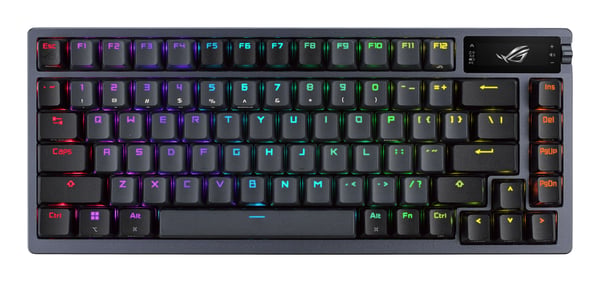 ASUS ROG Azoth - Tastatur - 75%, driftsutskiftbar - med OLED display - backlit - trådløs - USB, 2.4 GHz, Bluetooth 5.1 - QWERTY - USA - tastsvitsj:...