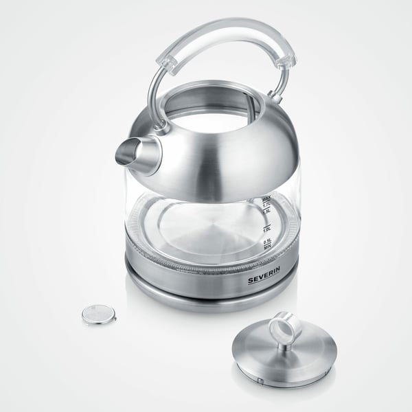 Severin WK 3459 vedenkeitin 2400 W 1,7 l, harjattu ruostumaton teräs/lasi