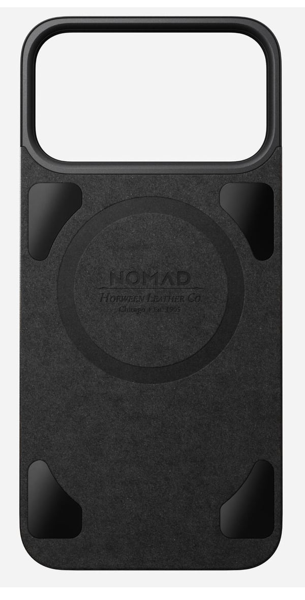 NOMAD Magneettinen nahkaselkä - Magneettinen päällyste iPhone 17 Pro Max -puhelimelle, joka on yhteensopiva MagSafen kanssa| Horween-nahka (musta)