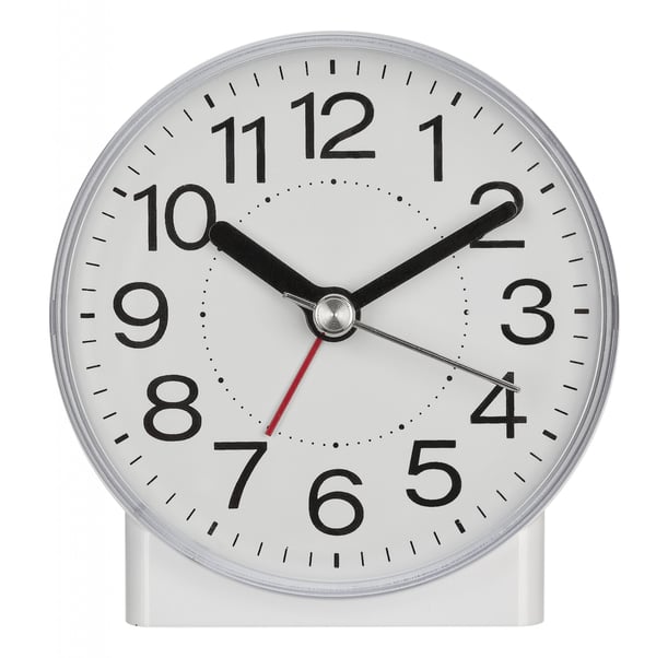 TFA-Dostmann 60.1037.02, Quartz vekkerklokke, Rund, Hvit, Innendørs, Voksen, Batteri