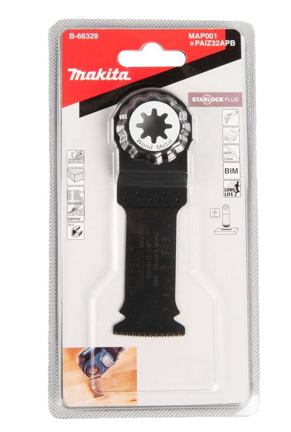 Makita B-66329, Sahanterä, Metalli, Puu, Kaksoismetalli, 6 cm, 32 mm, 1 kpl