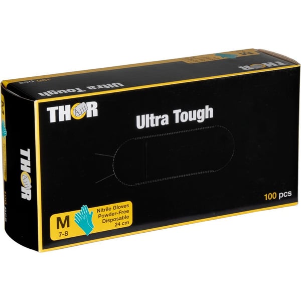 Kertakäyttökäsine, THOR Ultra Tough, M, vihreä, nitriili, puuteriton - (100 kpl)