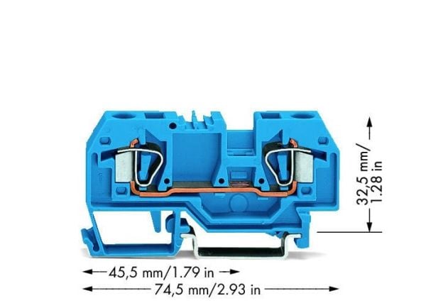 Wago skinneklemme 2-leder 6mm² blå (282-904)