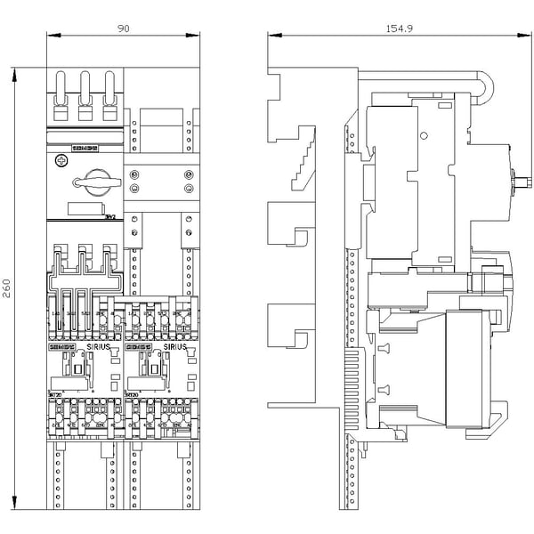 Siemens 3RA2210-1GH15-2AP0 3RA22101GH152AP0 Forbrugsafgrening Motorydelse ved 400 V 2,2 kW 690 V Nominel strøm 4,9 A
