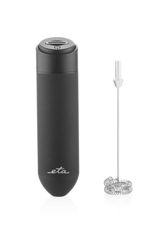 Eta Shakes, Kädessä pidettävä sähköinen maidonvaahdotin, musta, Ruostumaton teräs, Akku, AA, 34 mm