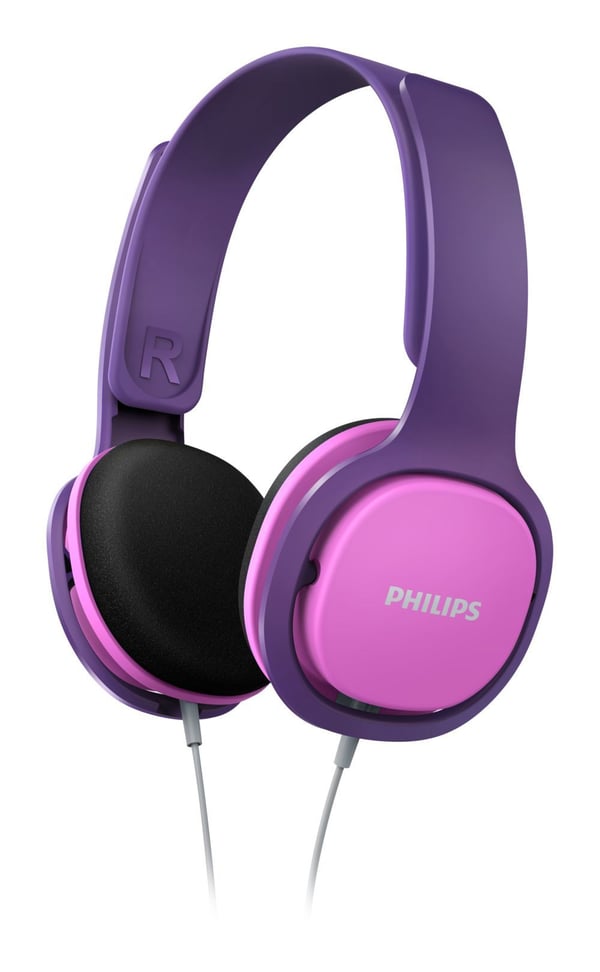 Philips SHK-2000PK/00 barnehodetelefoner on-ear, kablet 3,5 mm jack, rosa/lilla