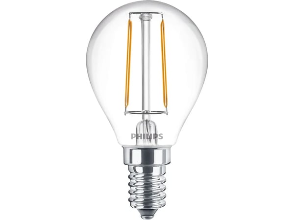Philips Filamentti kynttilälamppu kirkas 25 P45 E14, 2 W, 25 W, E14, 250 lm, 15000 h, Lämmin valkoinen