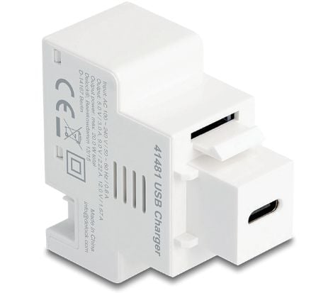 Delock Keystone-modul med USB Type-C-ladekontakt PD 20 W hvit (41481)