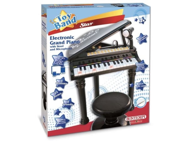 Bontempi Electronic Grand Piano with stool and microphone, Musikleksak, Piano, 3 År, AA, Svart