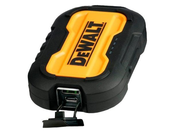 DeWalt powerbank 10000 mAh 2-port USB-A + USB-C, IP67 inkl. 1,2 m USB-C-adapterkabel