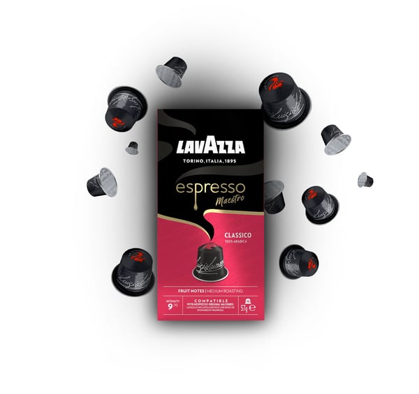Lavazza Espresso Maestro Classico, Kahvikapseli, Espresso, Medium-dark roast, Nespresso, 9/13, musta, Punainen