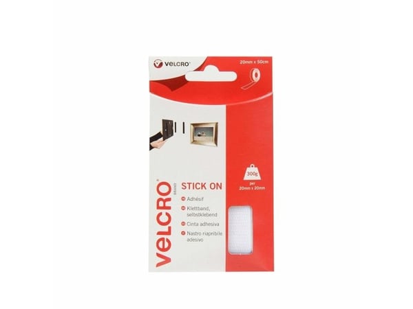 VELCRO Brand Stick On - Självhäftande hook-and-loop-fästanordning - 2 x 50 cm - vit