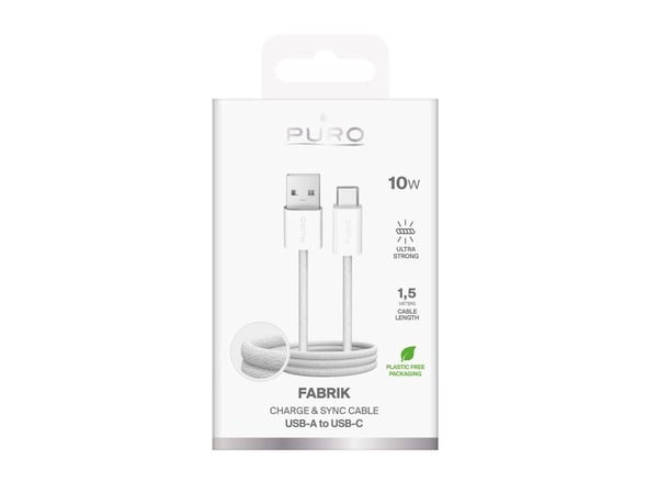PURO PUCAC10WFABK415MTWHI, 1,5 m, USB A, USB C, USB 2.0, Hvit