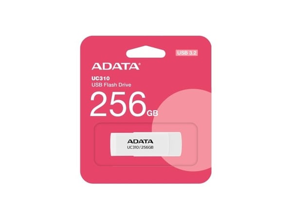ADATA UC310 - USB-flashstasjon - 256 GB - USB 3.2 Gen 1 - hvit