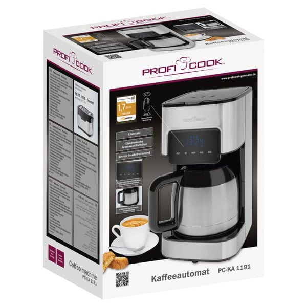 Profi Cook PC-KA 1191 Kaffemaskin Sort, Rustfrit stål Kapacitet kopper=10 Termokande
