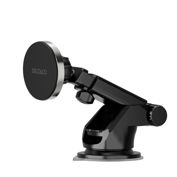 DELTACO - Trådløs ladeholder for bil - magnetisk - 15 watt - Fast Charge - svart